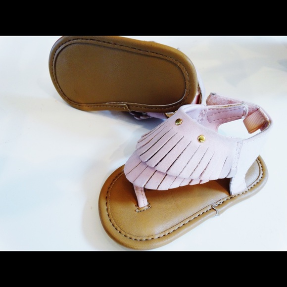 Pink & Gold Fringe Sandals - Picture 4 of 4